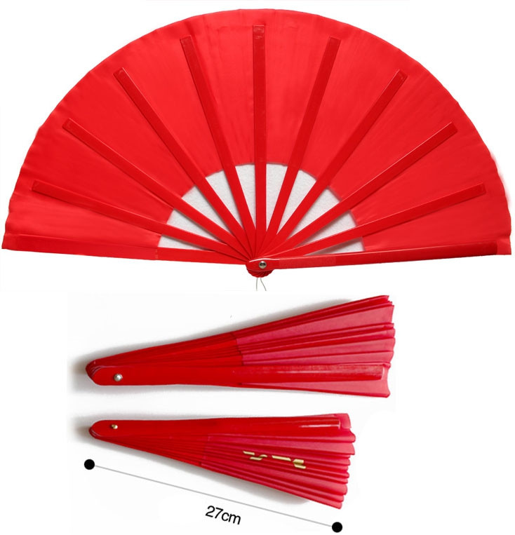 TAI CHI Fan for KIDS, 11 Red Bamboo Bones 10.6in, Uni-Color Red