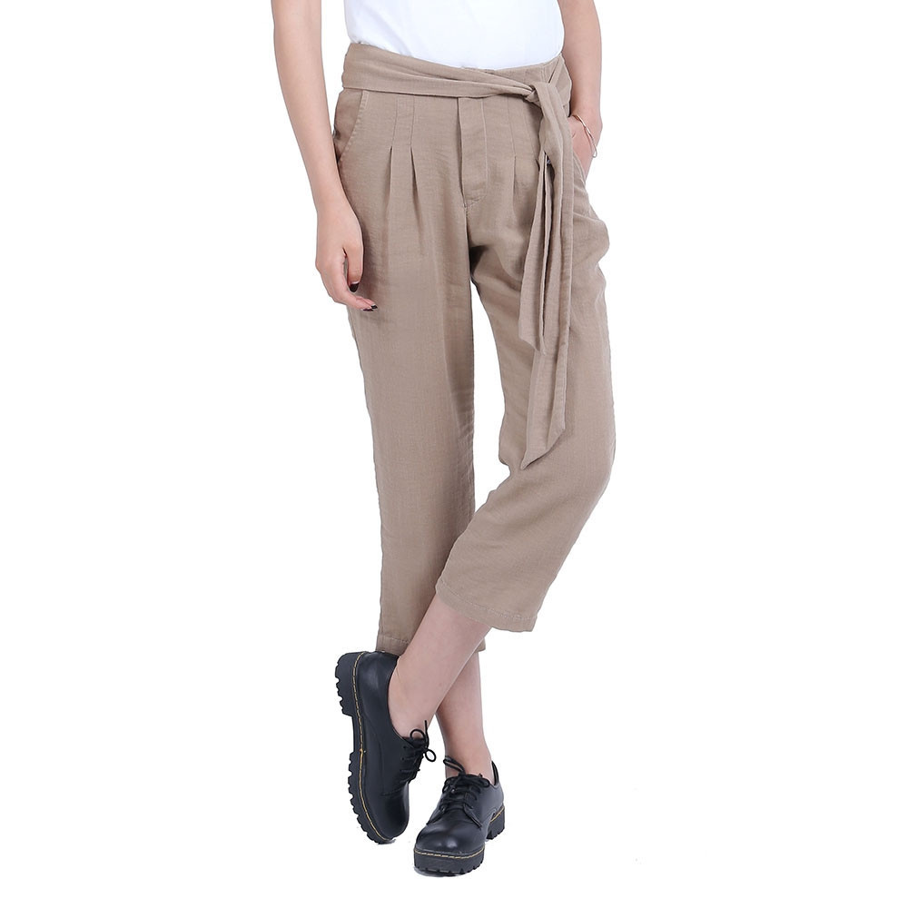 Woman Linen and Natural Silk Casual Pants