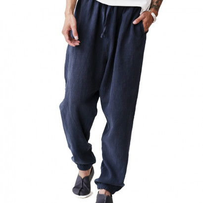 Double layer Pure natural linen and cotton Casual Pants for Autumn