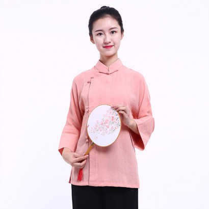 Chinese Woman Blouse - Spring Peach Flower