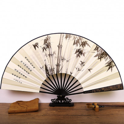 Éventail traditionnel chinois en papier, bambou au vent