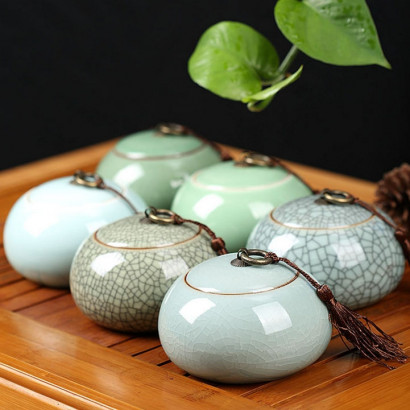 Pot de stockage de thé en céladon céramique - Pan Shi
