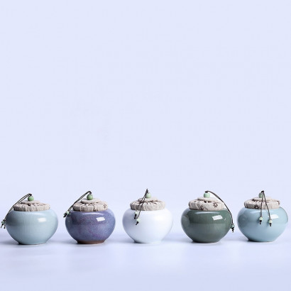 Pot de stockage de thé en céladon céramique - Wu Cai Shi