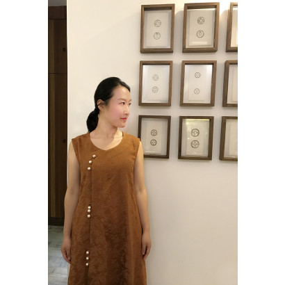 Robe en lin floréal pour femme, Yong Rong