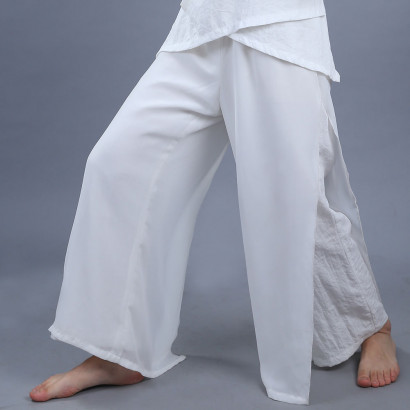 Pantalon relax en fibres naturelles avec voile